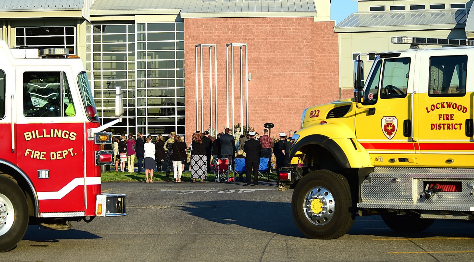 Remembrance ceremony firetrucks